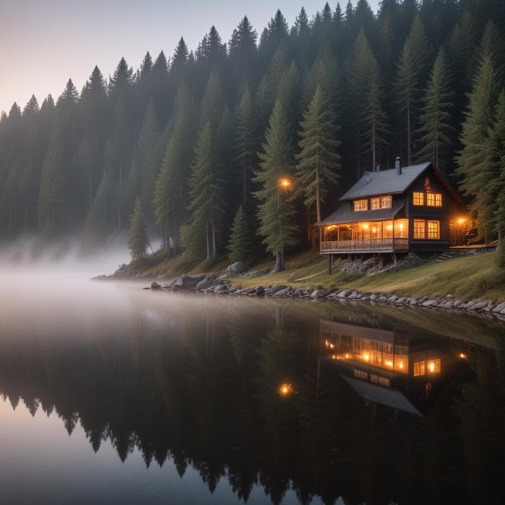 Das Vitalhotel Schulenberg im Morgengrauen am Okersee